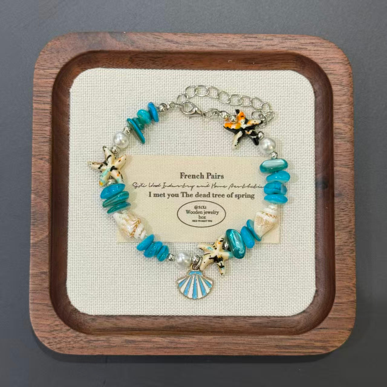 Coastal Vibes Seashell Starfish Bracelet Natural Stone Conch Beaded Bangle for Women