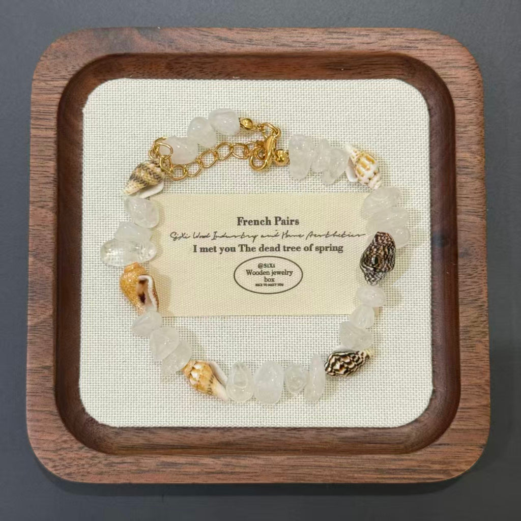 Coastal Vibes Seashell Starfish Bracelet Natural Stone Conch Beaded Bangle