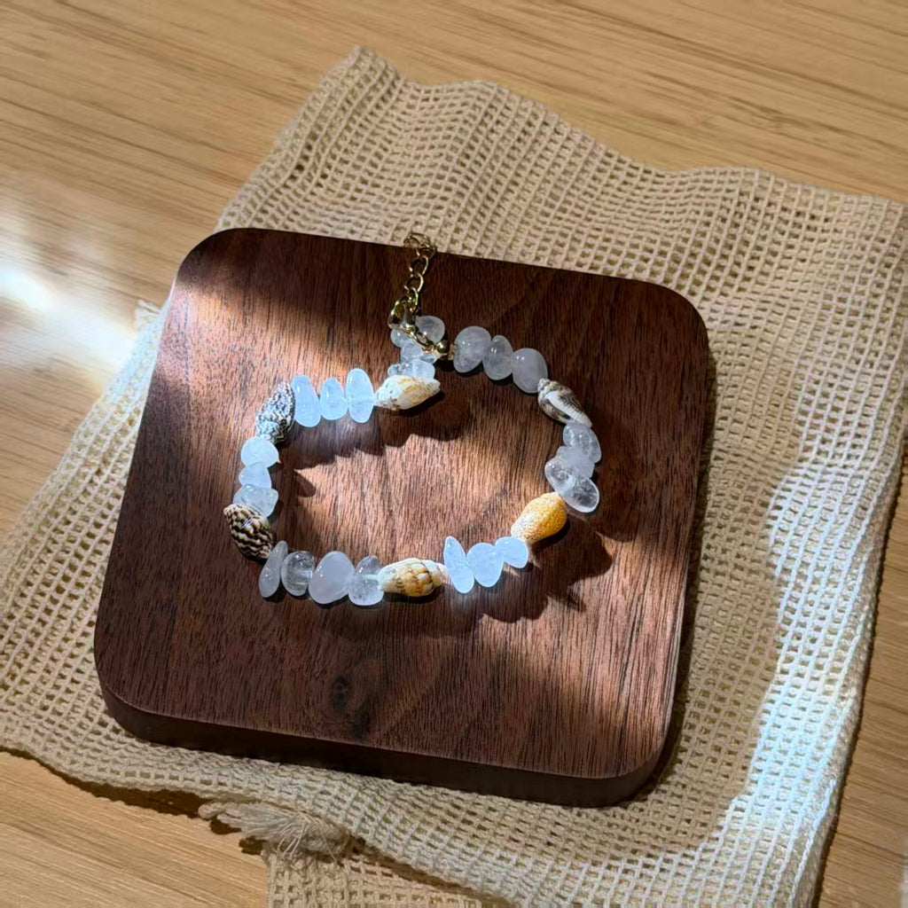 Coastal Vibes Seashell Starfish Bracelet Natural Stone Conch Beaded Bangle