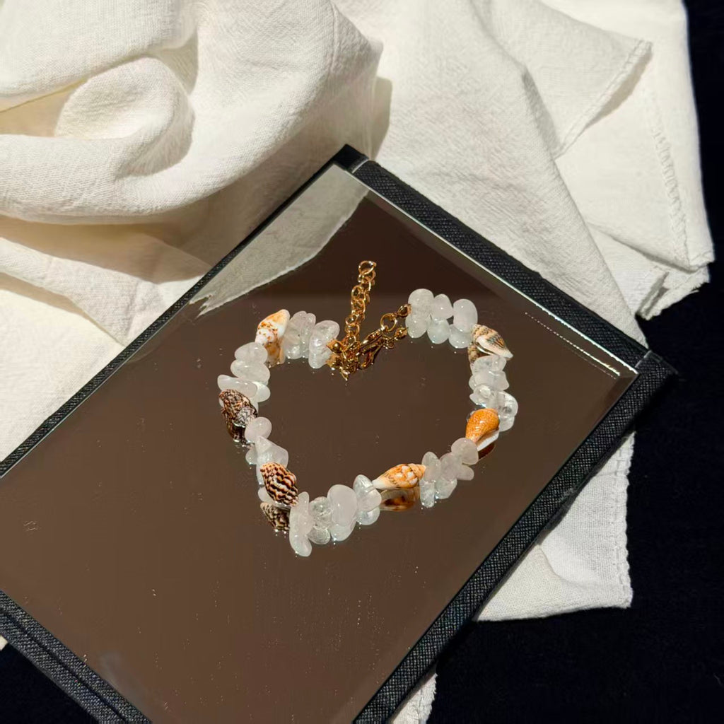 Coastal Vibes Seashell Starfish Bracelet Natural Stone Conch Beaded Bangle