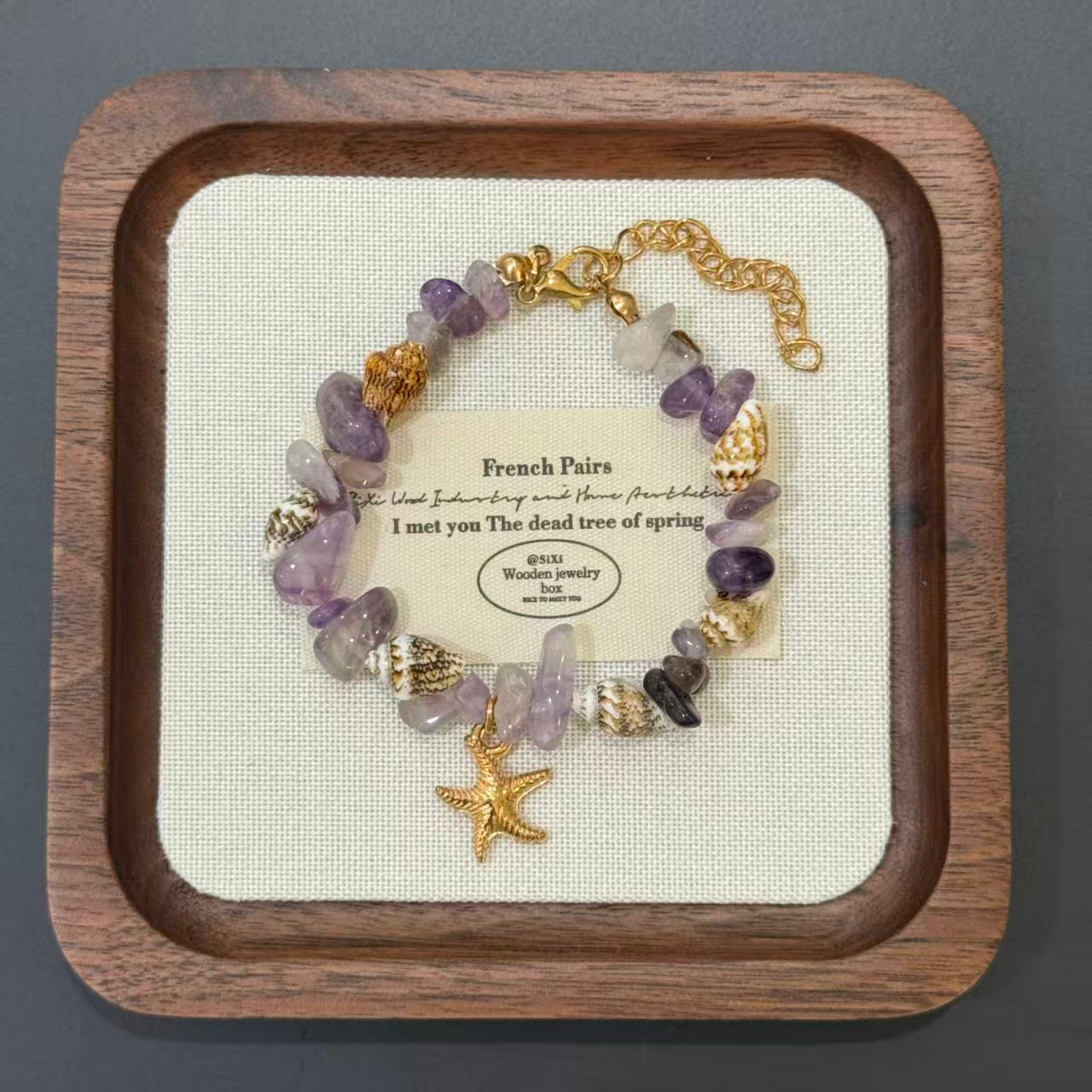 Bohemian Conch Seed Bead Turquoise Bracelet, Beach Starfish Pendant Shell Crystal Bead Bangle