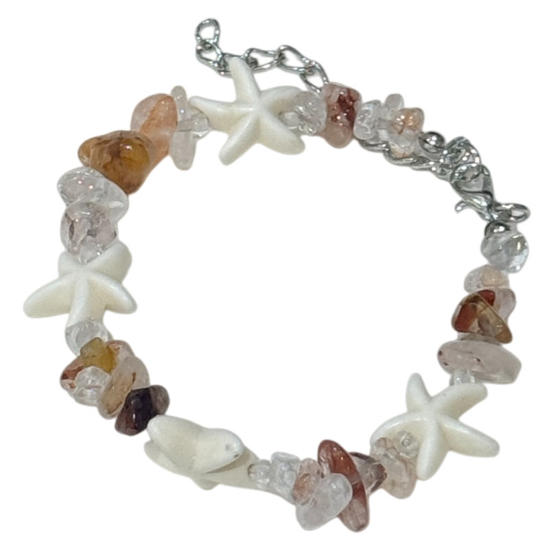 Coastal Vibes Seashell Starfish Bracelet Natural Stone Conch Beaded Bangle