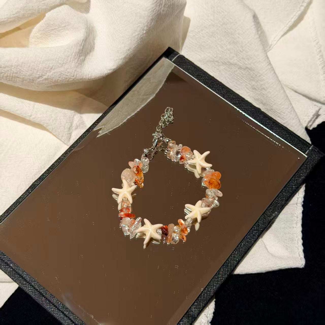 Coastal Vibes Seashell Starfish Bracelet Natural Stone Conch Beaded Bangle