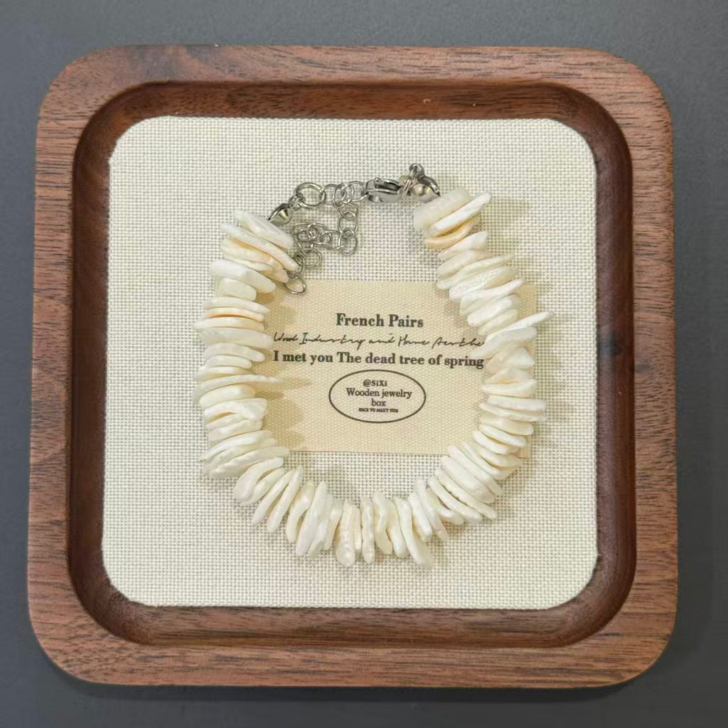 Seashell Starfish Bracelet, Natural Stone Beaded Bangle for Women - Niche Coastal Beach Accessory