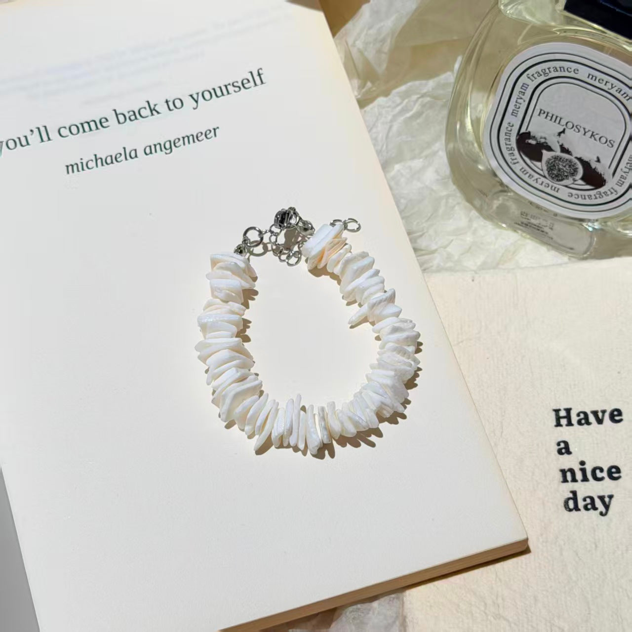 Seashell Starfish Bracelet, Natural Stone Beaded Bangle for Women - Niche Coastal Beach Accessory