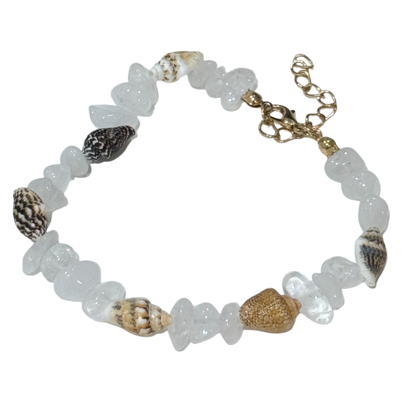 Coastal Vibes Seashell Starfish Bracelet Natural Stone Conch Beaded Bangle