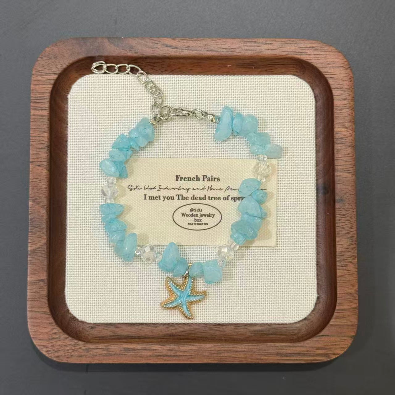 Bohemian Conch Seed Bead Turquoise Bracelet, Beach Starfish Pendant Shell Crystal Bead Bangle