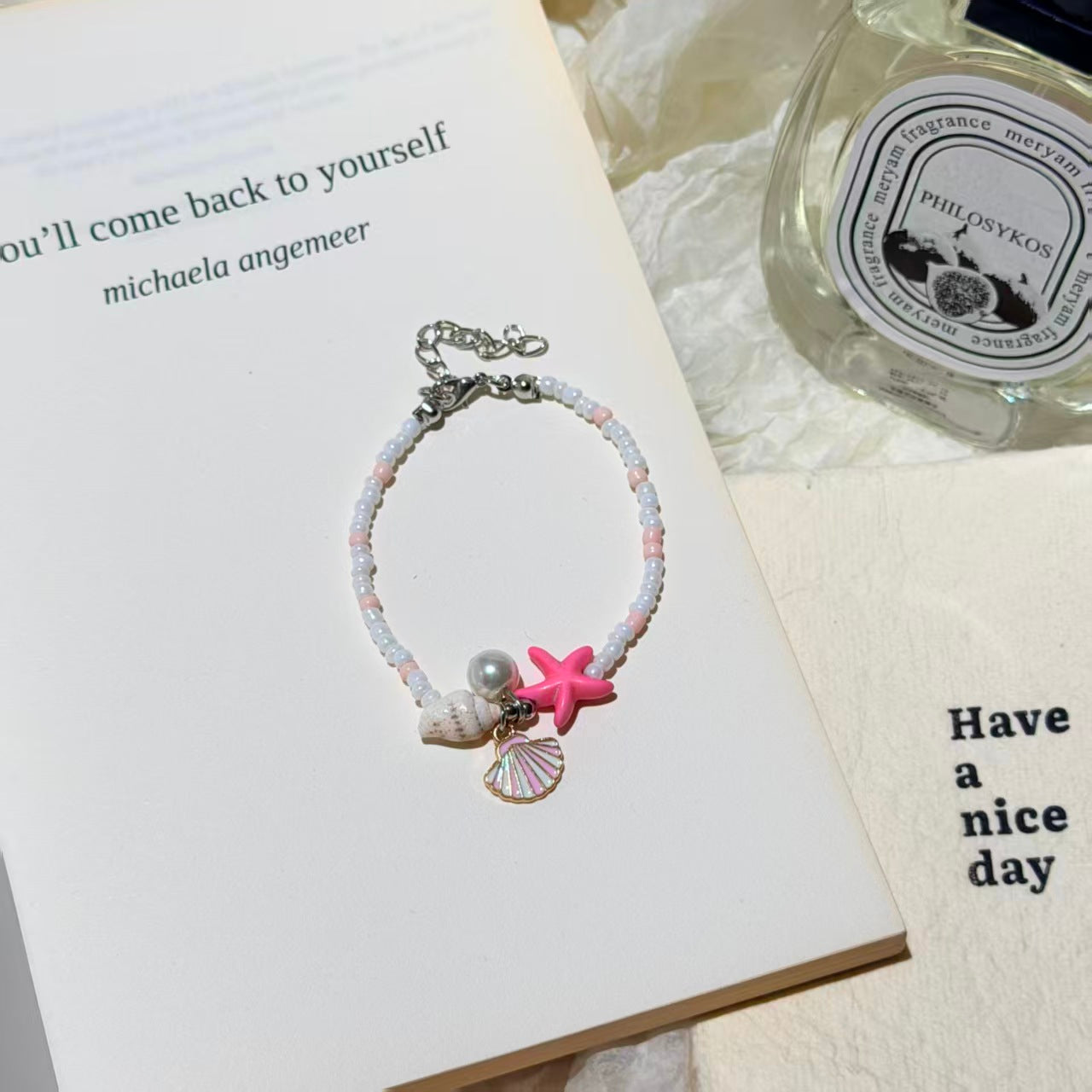 Coastal Vibes Seashell Starfish Bracelet Natural Stone Conch Beaded Bangle