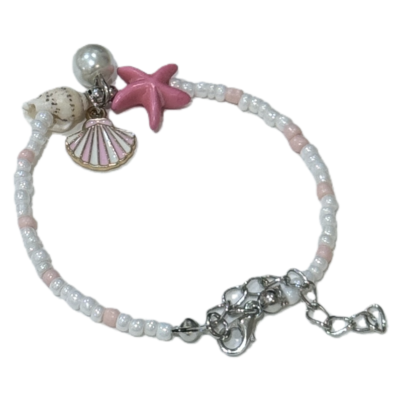 Coastal Vibes Seashell Starfish Bracelet Natural Stone Conch Beaded Bangle