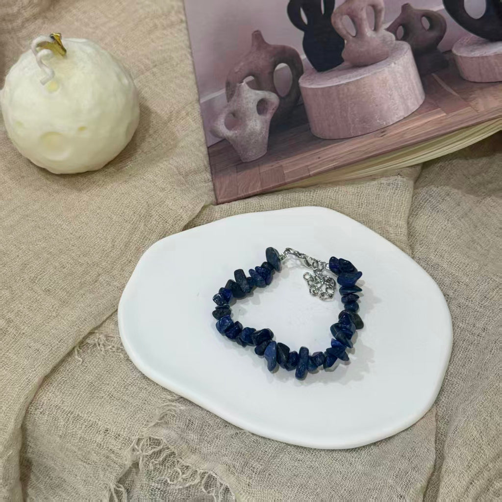 Natural Crystal Chip Bracelet, Irregular Freeform Agate Bangle for Women with Lobster Clasp & Extender Chain