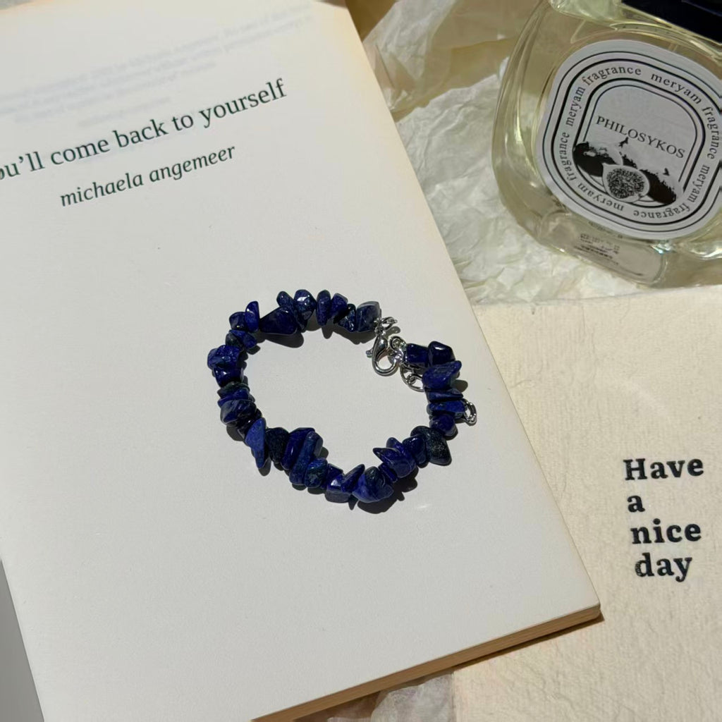 Natural Crystal Chip Bracelet, Irregular Freeform Agate Bangle for Women with Lobster Clasp & Extender Chain