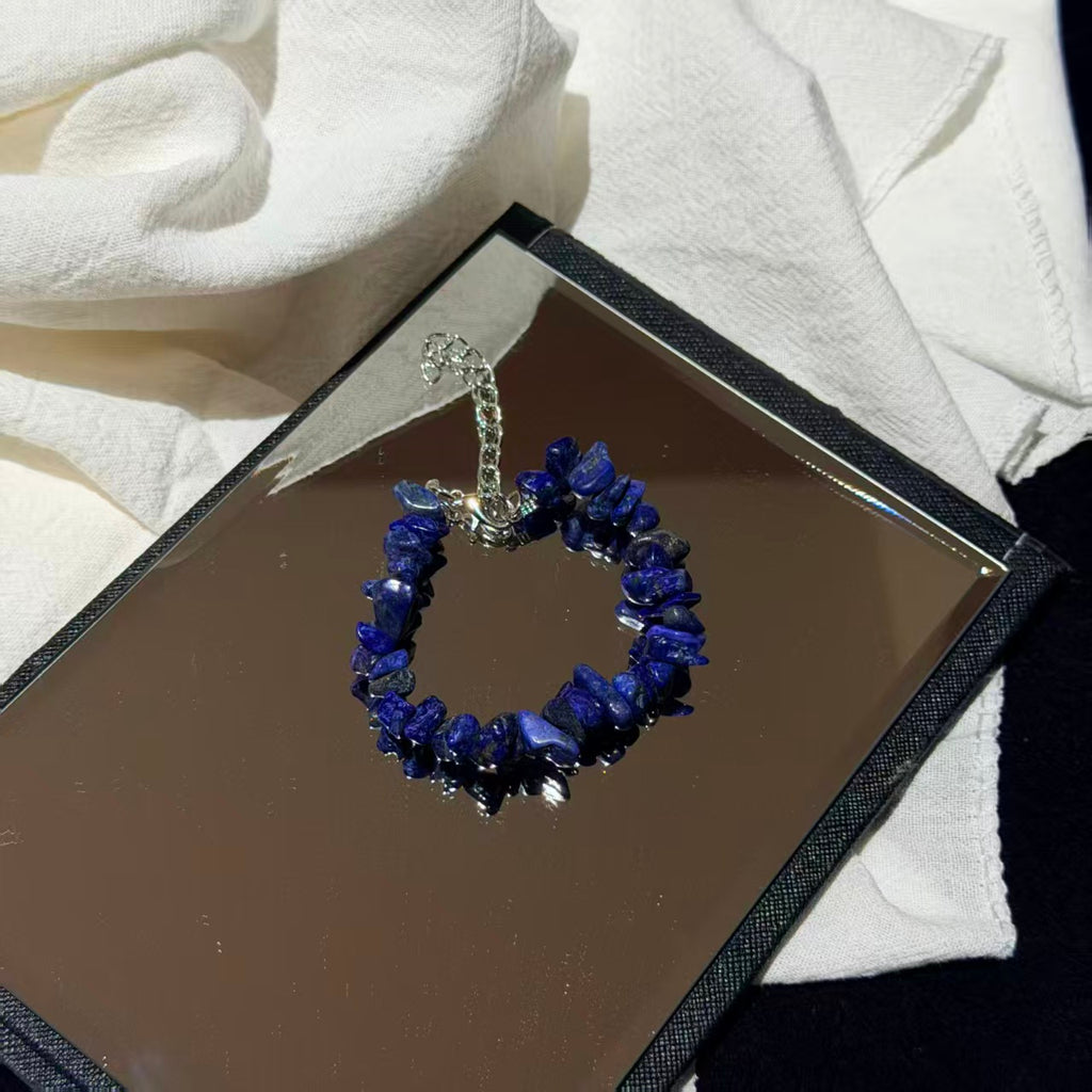 Natural Crystal Chip Bracelet, Irregular Freeform Agate Bangle for Women with Lobster Clasp & Extender Chain