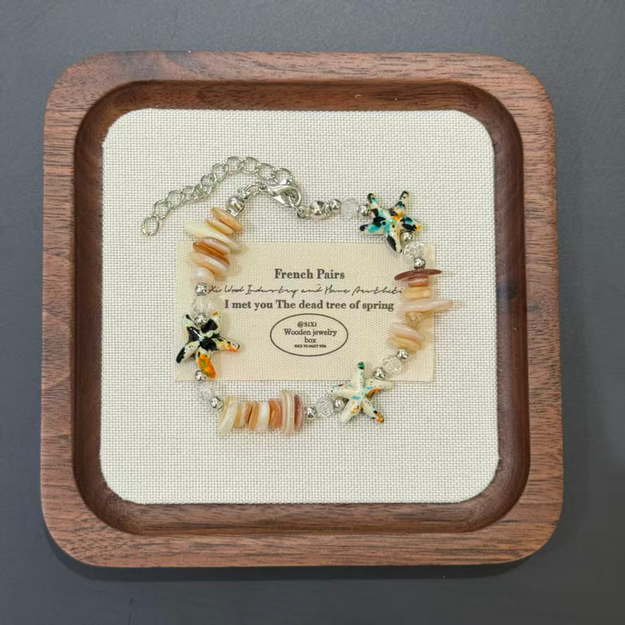 Coastal Vibes Seashell Starfish Bracelet Natural Stone Conch Beaded Bangle