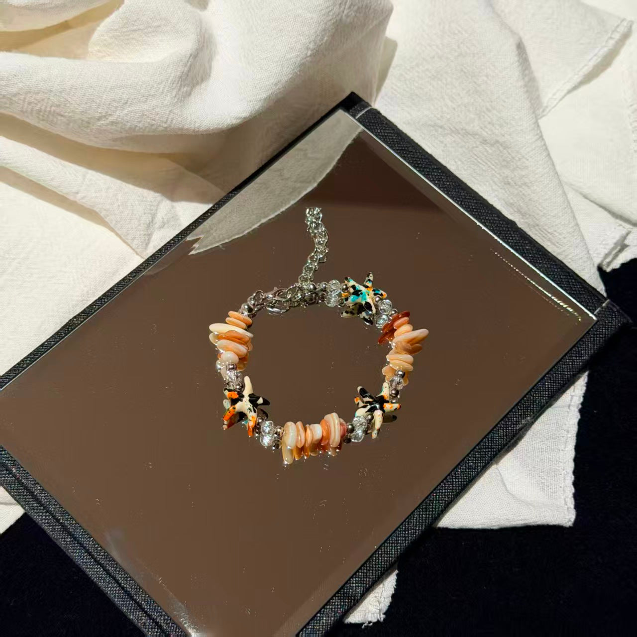 Coastal Vibes Seashell Starfish Bracelet Natural Stone Conch Beaded Bangle