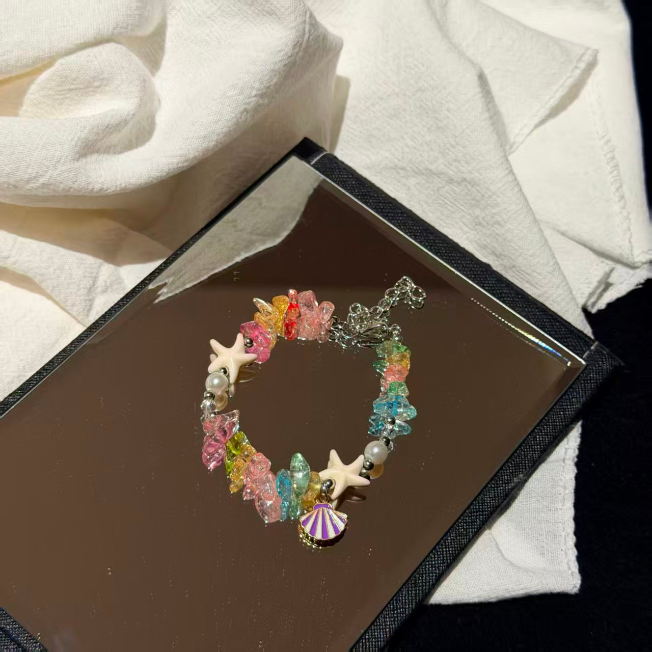 Coastal Vibes Seashell Starfish Bracelet Natural Stone Conch Beaded Bangle