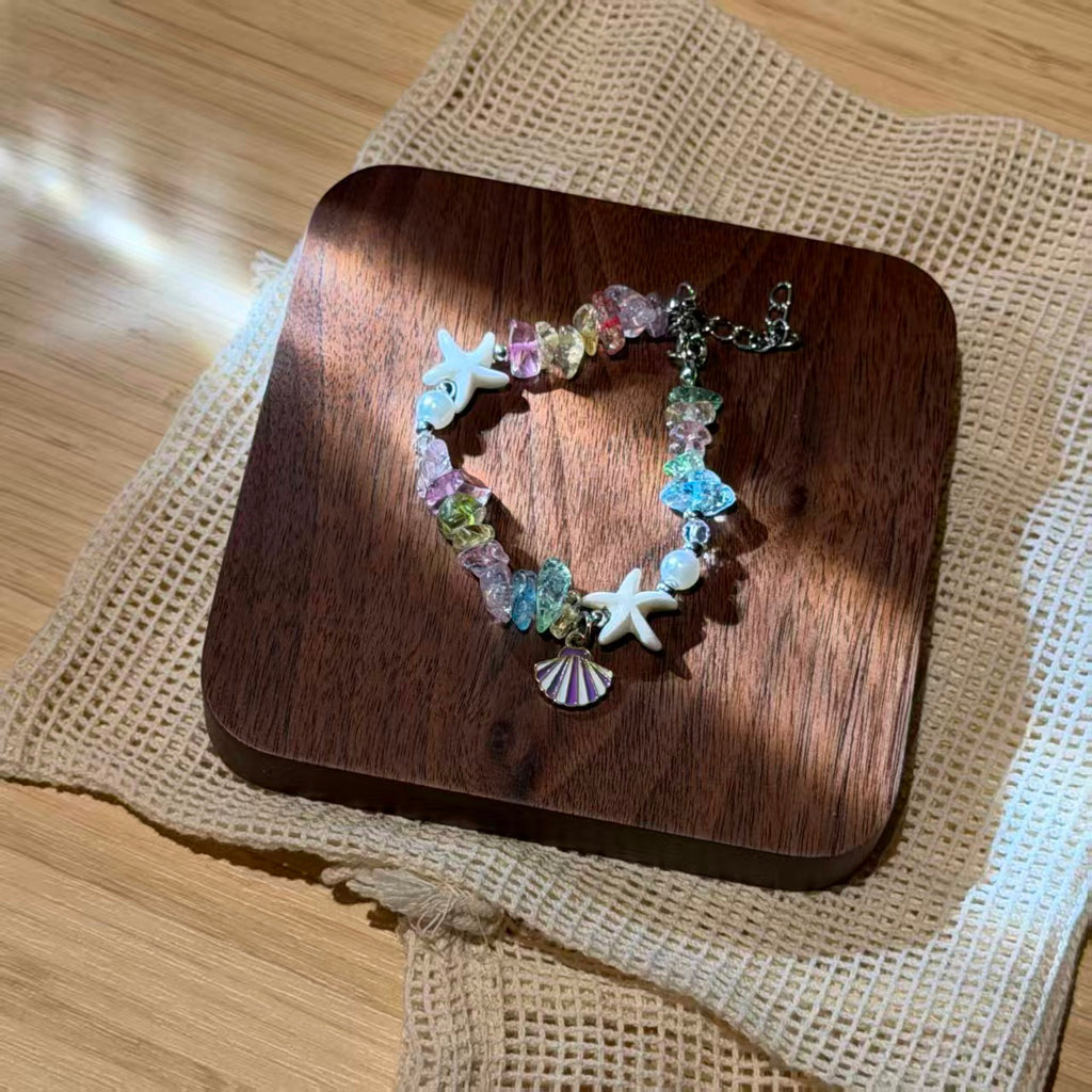 Coastal Vibes Seashell Starfish Bracelet Natural Stone Conch Beaded Bangle