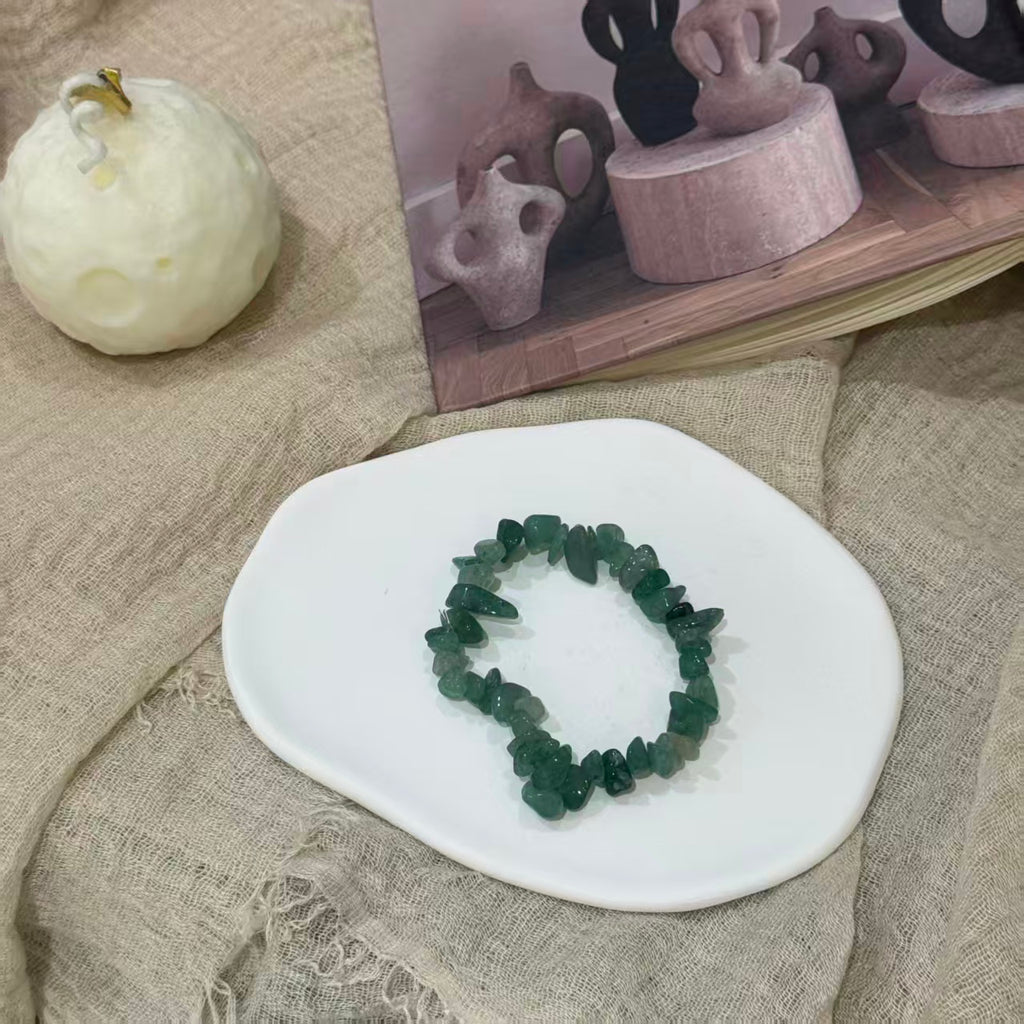 Bohemian Natural Crystal Chip Bracelet, Irregular Freeform Agate Beaded Bangle