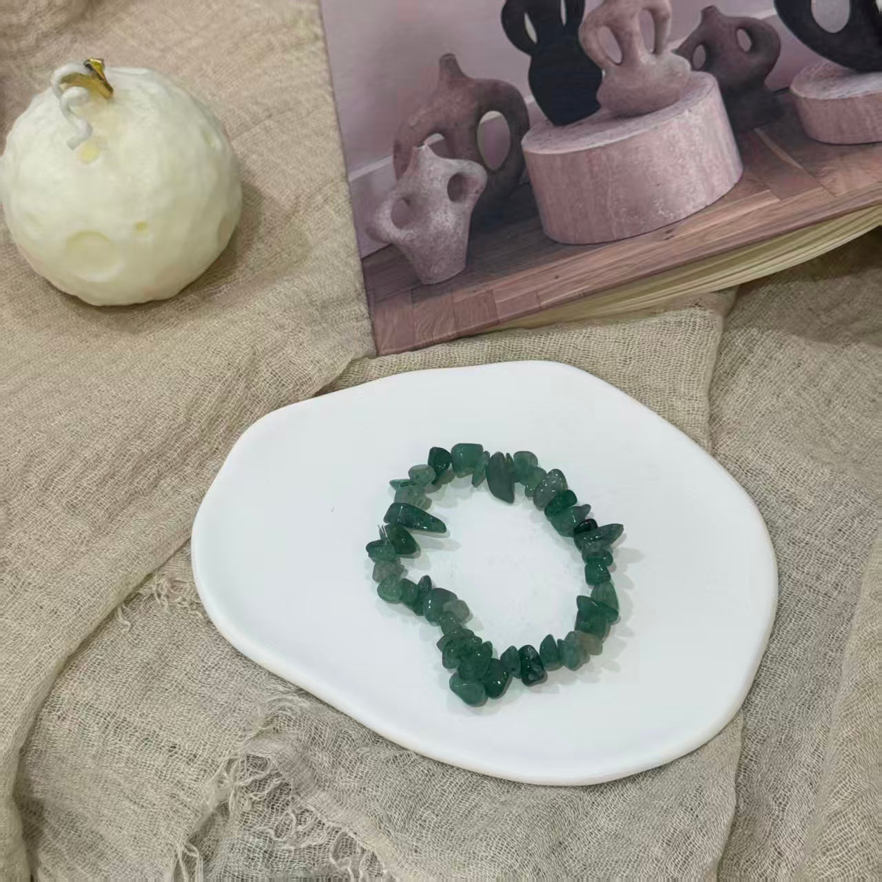 Bohemian Natural Crystal Chip Bracelet, Irregular Freeform Agate Beaded Bangle