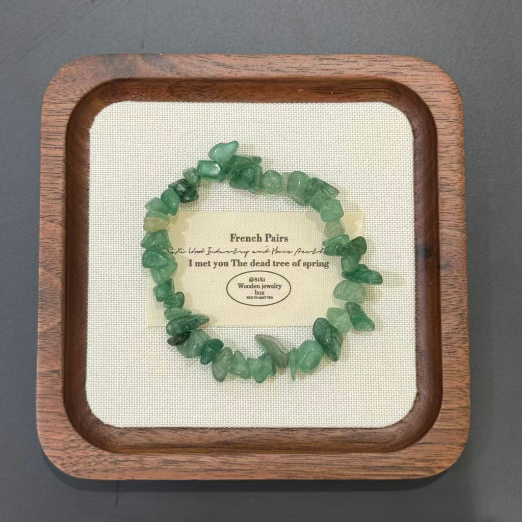 Bohemian Natural Crystal Chip Bracelet, Irregular Freeform Agate Beaded Bangle