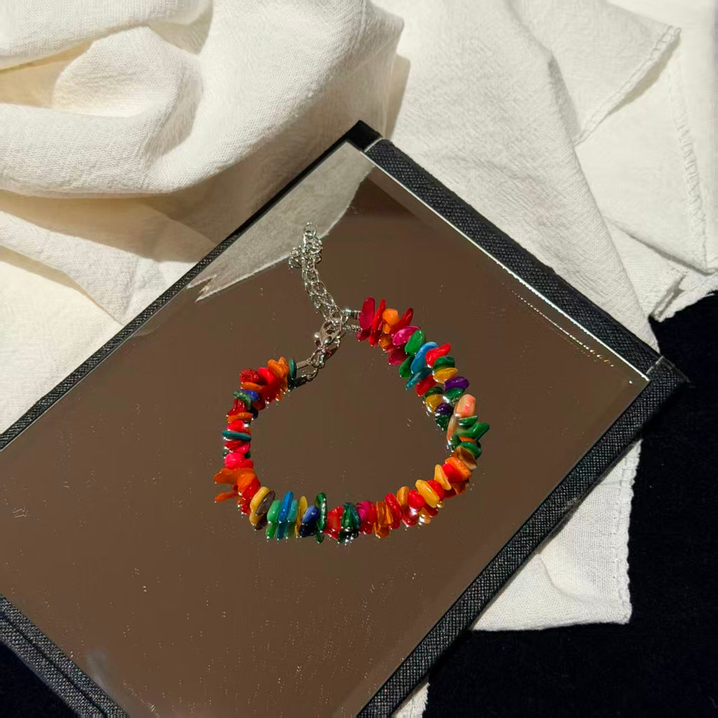 Natural Crystal Chip Bracelet, Irregular Freeform Agate Bangle for Women with Lobster Clasp & Extender Chain