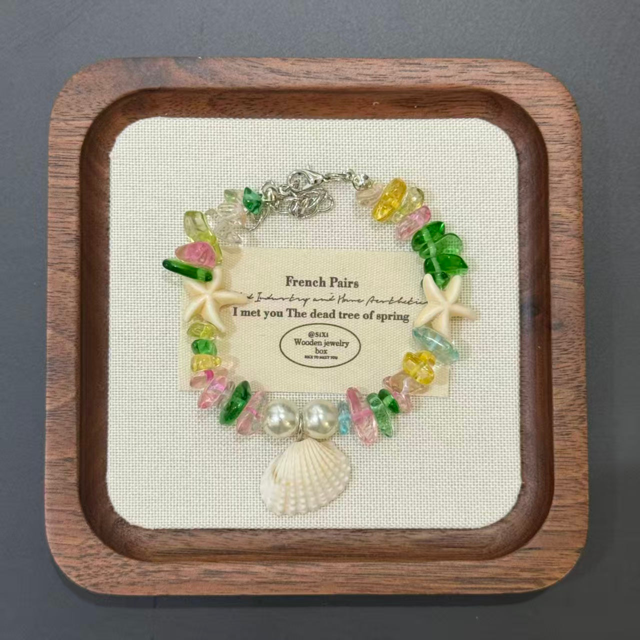 Coastal Vibes Seashell Starfish Bracelet Natural Stone Conch Beaded Bangle