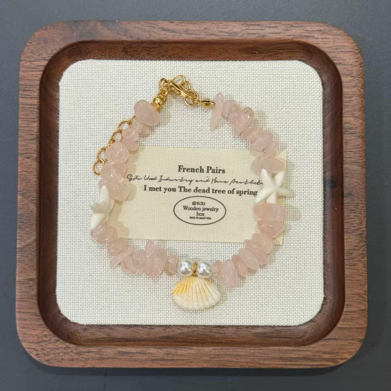 Coastal Vibes Seashell Starfish Bracelet Natural Stone Conch Beaded Bangle